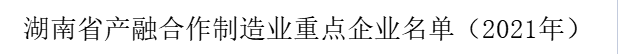 九九智能環保上榜《湖南省產融合作制造業重點企業名單（2021年）》